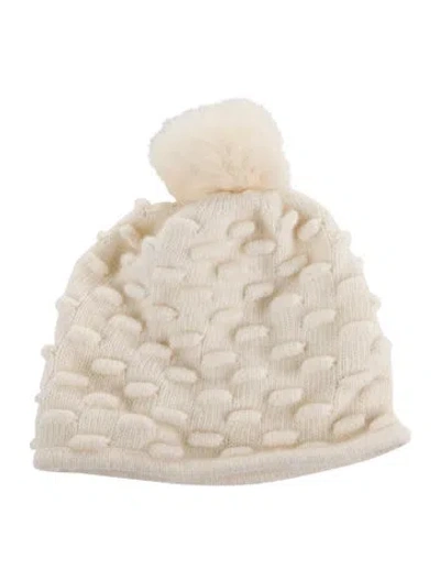 Pre-owned Portolano Pom-pom Knit Beanie In Neutral