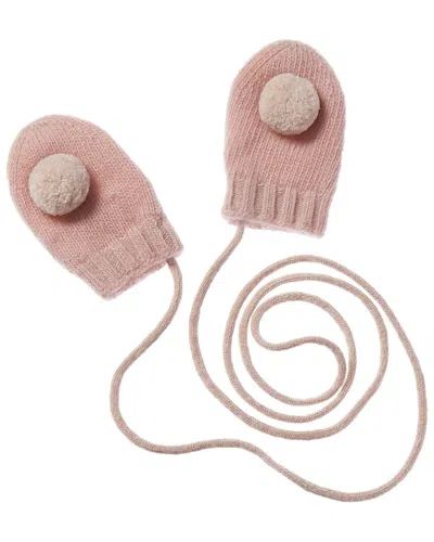 Portolano Kids' Pompom String Cashmere Mittens In Pink