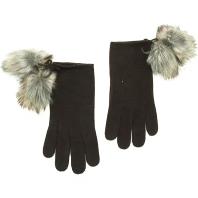 Portolano Pompom Wool Blend Gloves In Black