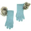 Portolano Pompom Wool Blend Gloves In Blue