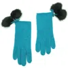 Portolano Pompom Wool Blend Gloves In Blue