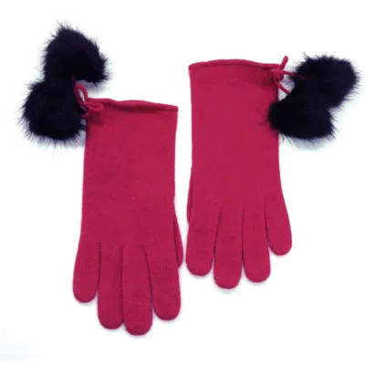 Portolano Pompom Wool Blend Gloves In Pink