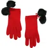 Portolano Pompom Wool Blend Gloves In Red
