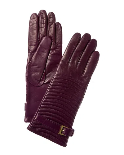 Portolano Quilted Cashmere-lined Leather Gloves In Purple