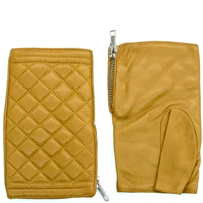 Portolano Quilted Leather Fingerless Gloves In Multi