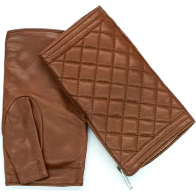 Portolano Quilted Leather Fingerless Gloves In Multi