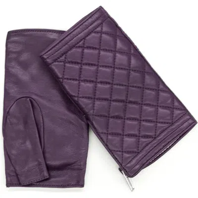 Portolano Quilted Leather Fingerless Gloves In Multi