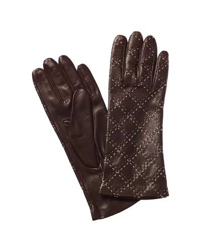 Portolano Quilted Leather Gloves In Gray