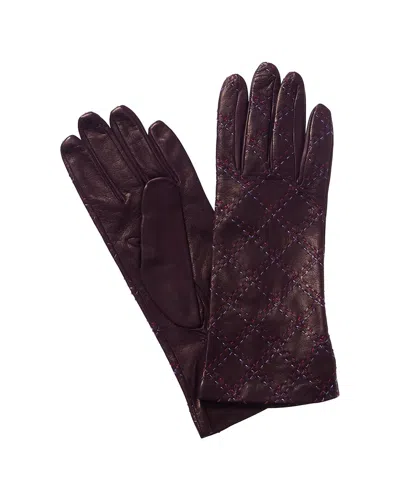 Portolano Quilted Leather Gloves In Red