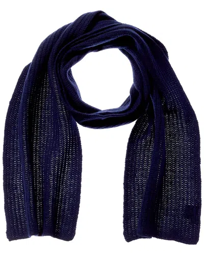 Portolano Racking Stitch Cashmere Scarf In Blue