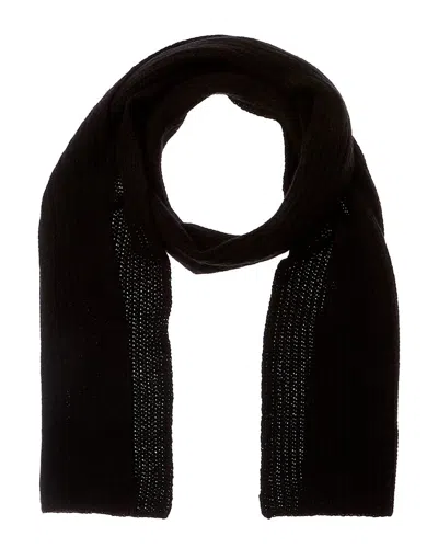 Portolano Racking Stitch Cashmere Scarf In Black