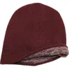 Portolano Reversible Cashmere Beanie In New Wine/light Grey