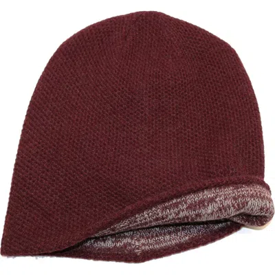 Portolano Reversible Cashmere Beanie In New Wine/light Grey