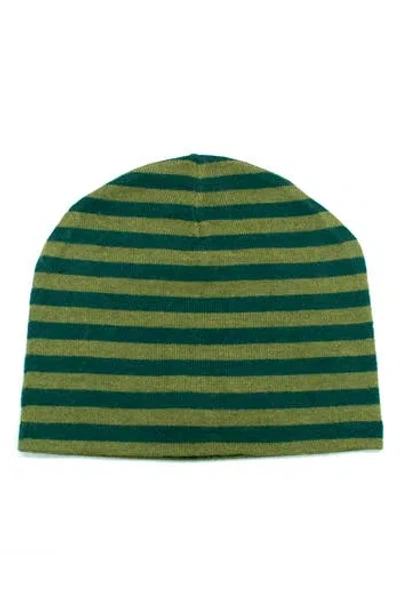 Portolano Reversible Stripe Beanie In Green
