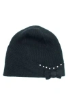 Portolano Rhinestone Bow Beanie In Blue