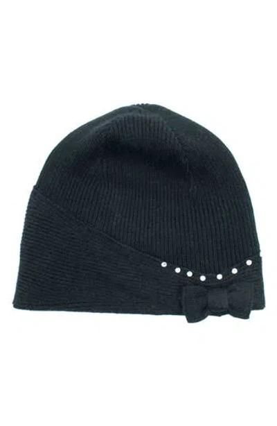 Portolano Rhinestone Bow Beanie In Blue