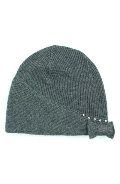Portolano Rhinestone Bow Beanie In Green