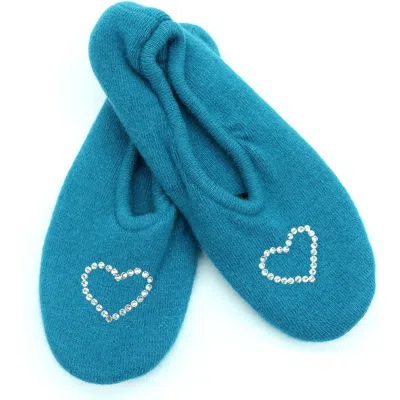 Portolano Rhinestone Heart Slipper In Blue