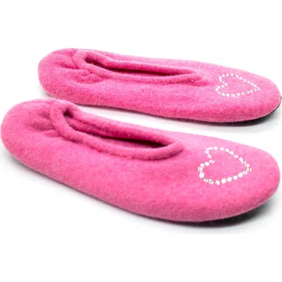 Portolano Rhinestone Heart Slipper In Pink