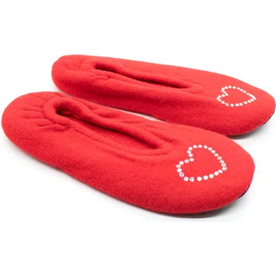Portolano Rhinestone Heart Slipper In Red