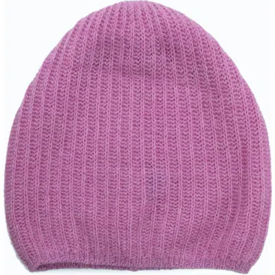 Portolano Rib Knit Cashmere Beanie In Bryant Pink