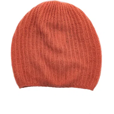 Portolano Rib Knit Cashmere Beanie In Burgundy