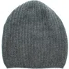 Portolano Rib Knit Cashmere Beanie In Medium Heather Grey