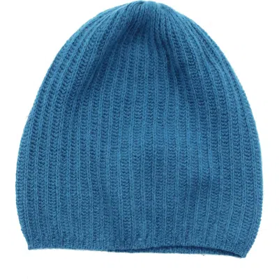 Portolano Rib Knit Cashmere Beanie In Blue
