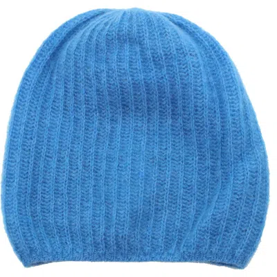 Portolano Rib Knit Cashmere Beanie In Blue