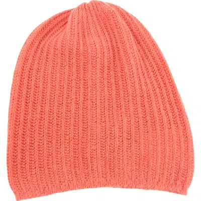 Portolano Rib Knit Cashmere Beanie In Red