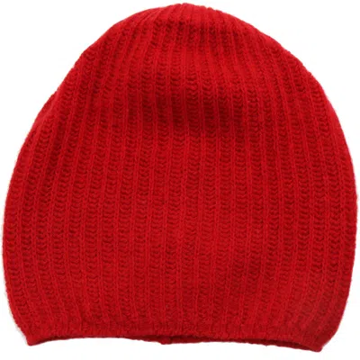 Portolano Rib Knit Cashmere Beanie In Rosso Cilegia