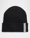 Portolano Ribbed Cashmere Beanie In Black White