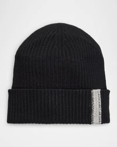 Portolano Ribbed Cashmere Beanie In Black