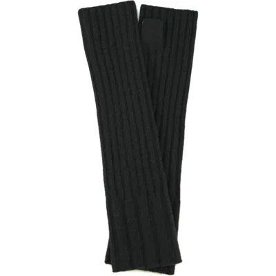 Portolano Ribbed Cashmere Fingerless Gloves In Black