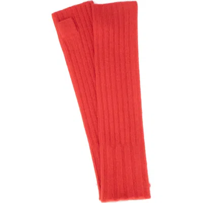 Portolano Ribbed Cashmere Fingerless Gloves In Fire Red