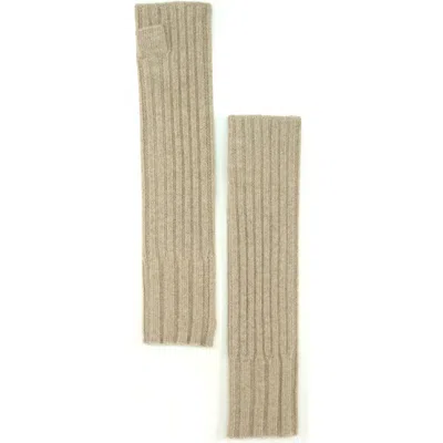 Portolano Ribbed Cashmere Fingerless Gloves In Nile Brown