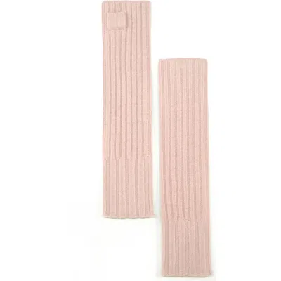 Portolano Ribbed Cashmere Fingerless Gloves In Powder Pink