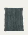 Portolano Ribbed Cashmere Scarf In Charcoal Grey