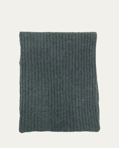 Portolano Ribbed Cashmere Scarf In Charcoal Grey