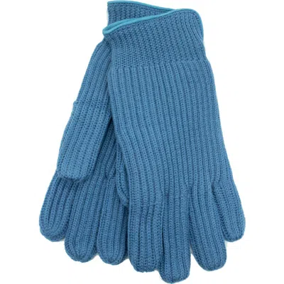 Portolano Ribbed Merino Wool Gloves In Capri Blue