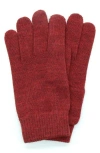 Portolano Ribbed Merino Wool Gloves In Red Melange