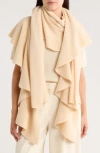 Portolano Ribbed Ruffle-trim Cashmere Scarf In Neutral