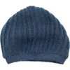 Portolano Rickrack Stitch Wool Blend Beanie In Blue