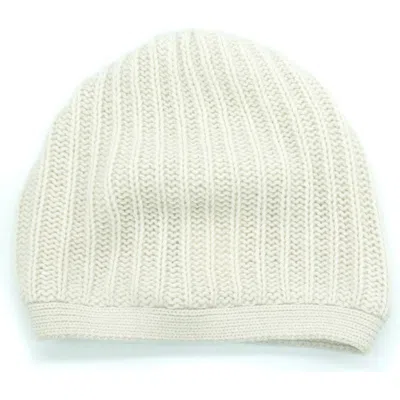Portolano Rickrack Stitch Wool Blend Beanie In White