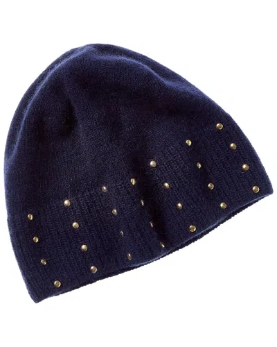 Portolano Round Studs Cashmere Beanie In Blue