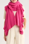 Portolano Ruffle Trim Cashmere Wrap Scarf In Pink