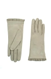 Portolano Ruffled Leather Gloves In Gray