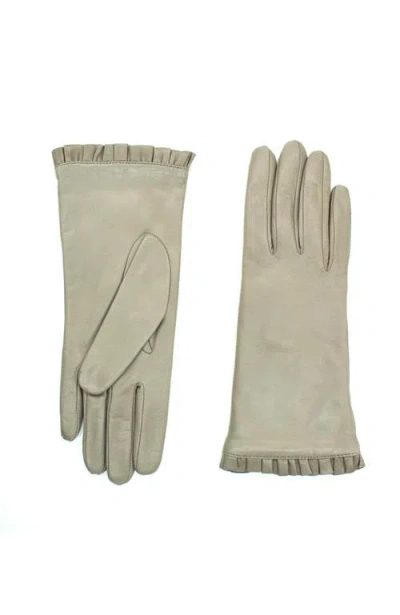 Portolano Ruffled Leather Gloves In Gray