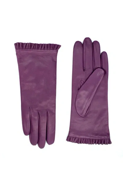Portolano Ruffled Leather Gloves In Purple