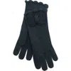 Portolano Scalloped Edge Knit Gloves In Black